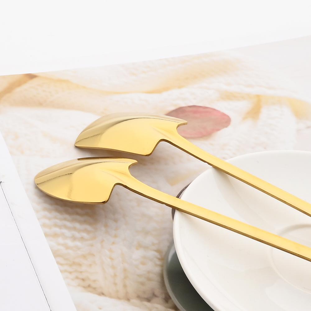 1/2 stk spade skjeer Dessert vannmelon iskremske Kreativ kaffeskje i rustfritt stål Kjøkkenservise Sølv teskje