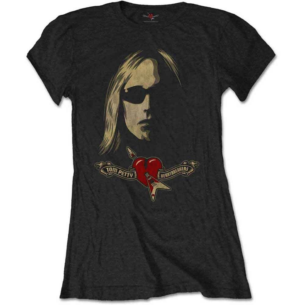Том Петти и The Heartbreakers Футболка с коротким рукавом Черная с принтом Shades & Logo Новая XS