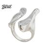 Mixed Metal Statement Ring Finger Imitation Pearl Embellishment Artistic Irregular