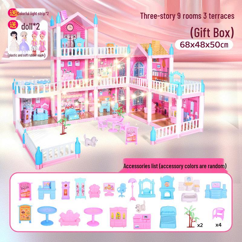 DIY Princess Dollhouse - Children's Pretend Play Castle Villa Set