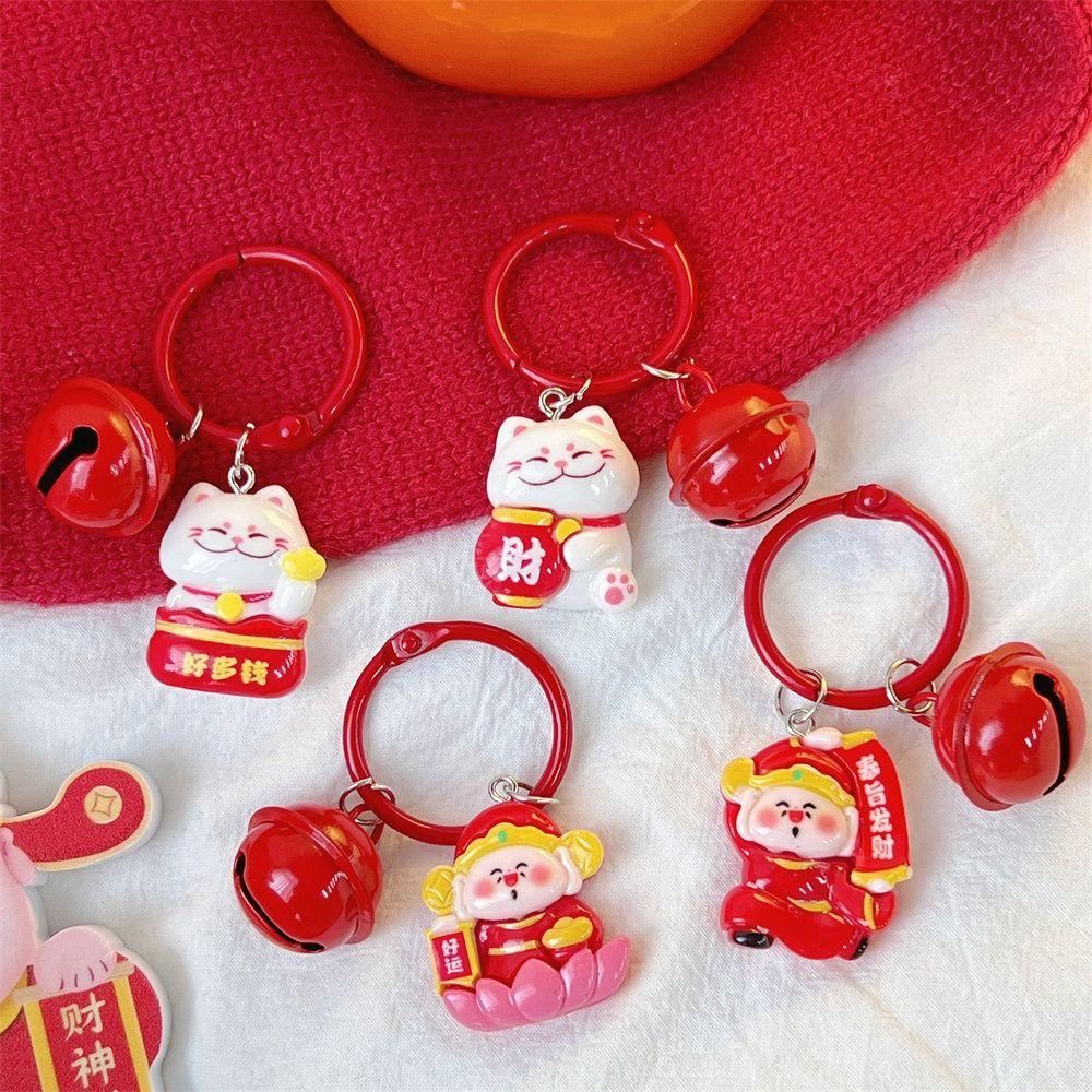 Resin Maneki-neko Keyring Kawaii The God of Wealth Keychain Cartoon Fortune Cat Pendant Unisex