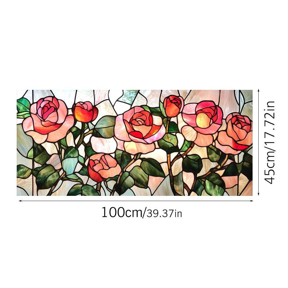 Floral Pattern Pvc Static Cling Window Film With Removable Design For Living Room Decor