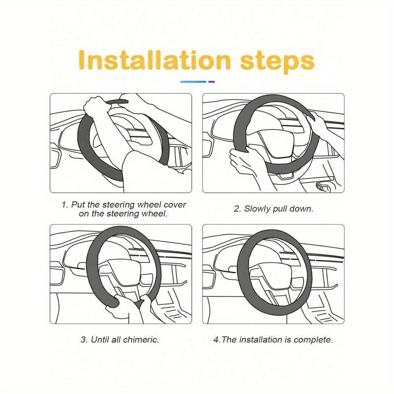 1pc Fashionable Durable Shiny Soft Leather Car Steering Wheel Cover - Anti-Slip, Heat-Resistant and Cold-Resistant Protector