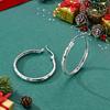 Red Series Original 925 Sterling Silver Snowflake Christmas Hoop Earrings For Women Wedding Christmas Festive Jewelry Gift