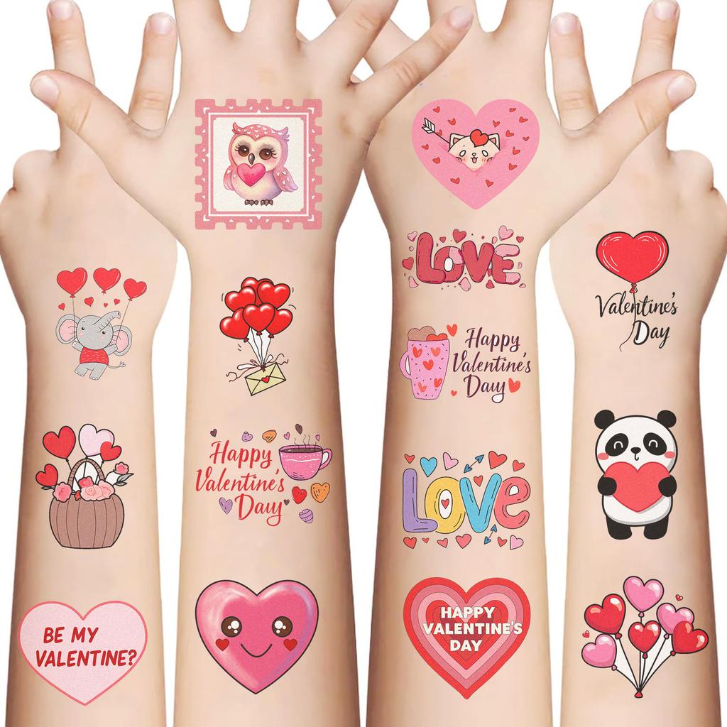 New Cartoon Valentine's Day Love Series Tattoo Stickers Waterproof Party Gift Fun Face Hand Stickers