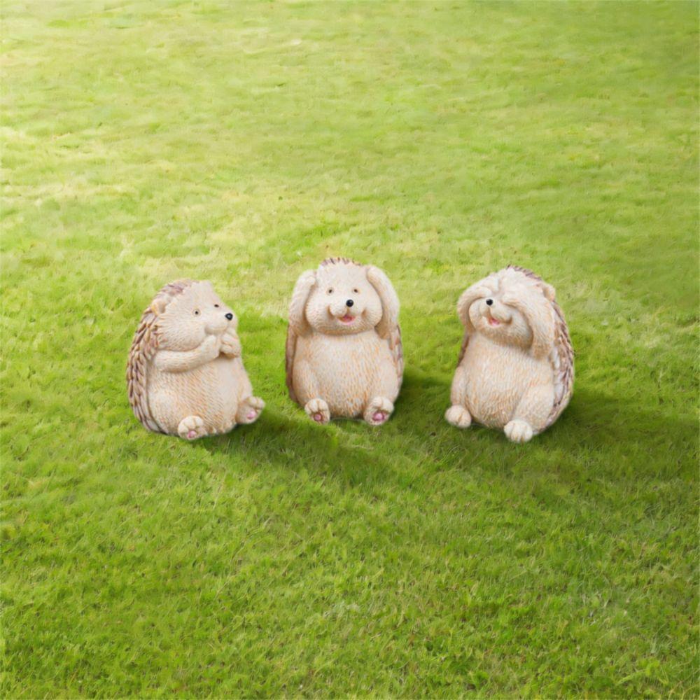 3pcs Cartoon Hedgehog Statue Resin Miniatures Figurine Crafts Animal Sculpture  Gift