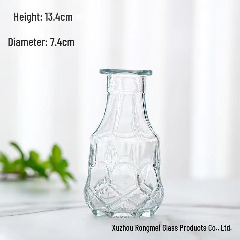 Europäische Relief-Glasvase für Wohnzimmer-Blumenarrangements - Transparentes Hydrokultur-Ornament