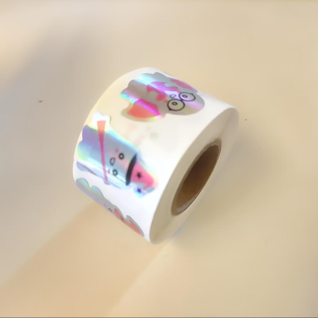 Vibrant Rainbow Colors & Iridescent Sheen Halloween Stickers -  Spooky Designs- Durable Paper Adhesive Labels for Gift Wrapping