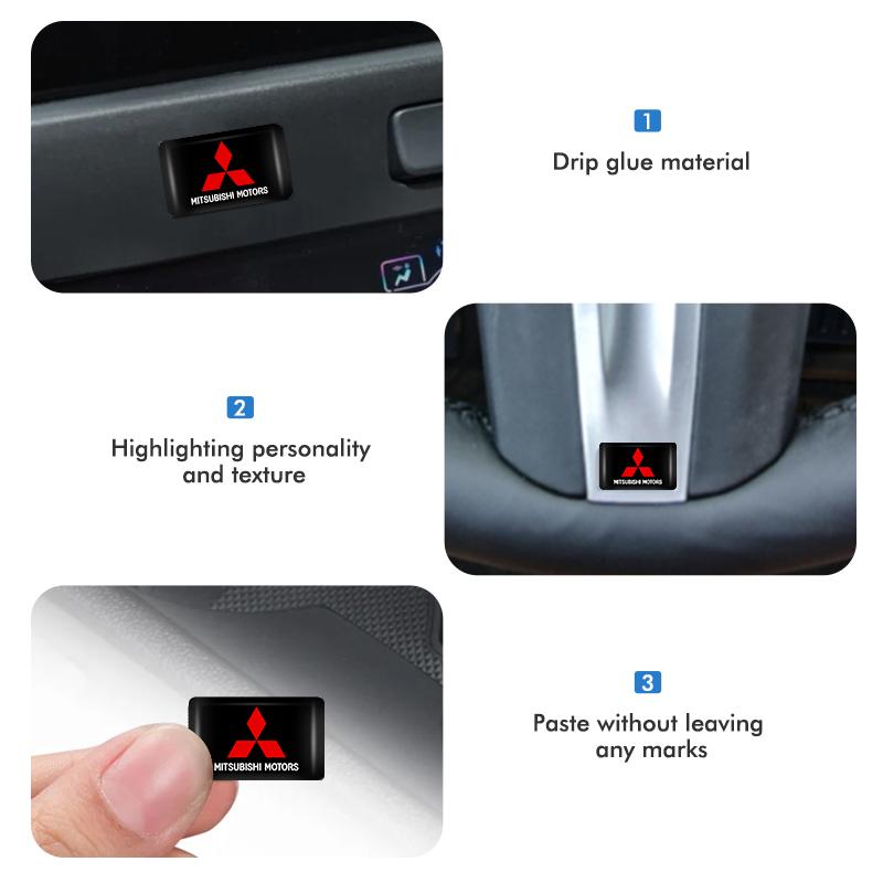cxdjmy1 For Mitsubishi 10/20/30pcs Car Logo Self-Adhesive Stickers Epoxy Emblem Decal Accessories Outlander Lancer Cross Colt Xpander