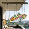Handcrafted Stained Glass Fish Suncatcher Acrylic Fish Window Hanging Ornament Handmade Iridescent Fish Wind Chime for Patio Garden Home