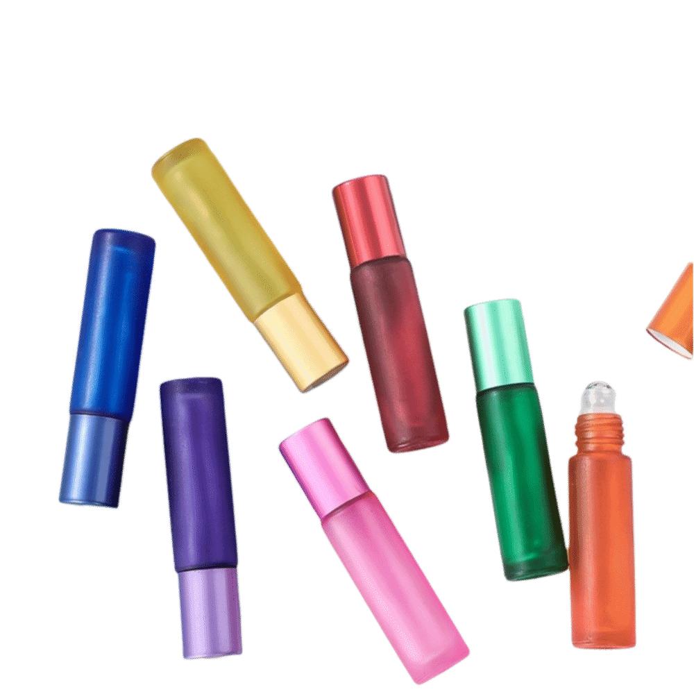 Glass Colorful Dispensing Bottles Mini Roller Ball Empty Bottle Gifts Essential Oils Bottle