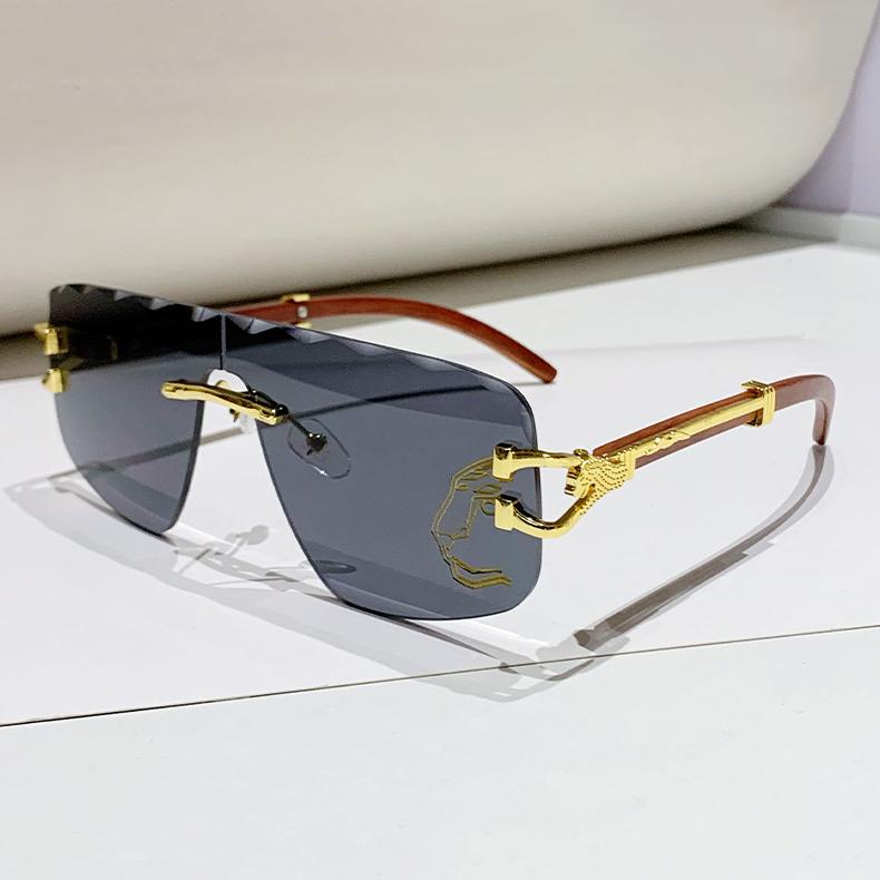 Frameless One-piece Lens Wavy Edge Ladies Personality Irregular Sunglasses