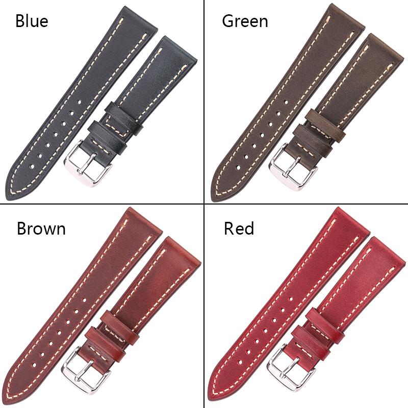 Ремешок для часов из коровьей кожи 18 мм 20 мм 22 мм 24 мм коричневый синий красный — фото 3