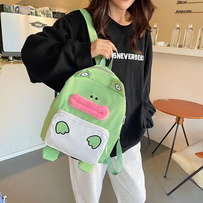 Nouveau sac à dos décontracté amusant grenouille dessin animé mignonne cartable étudiant version coréenne sac à dos grande capacité pour les trajets
