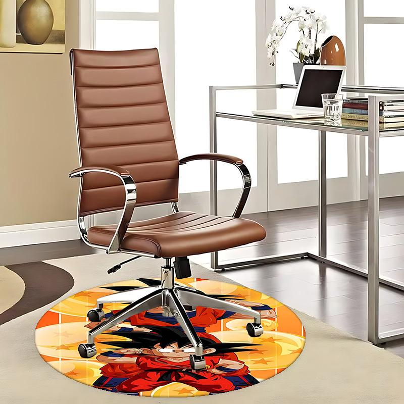 1pc Dragon Ball Z Goku & Vegeta Round Carpet - Anime Cartoon Design Chair Mat, Non-Slip Rug for Office, Home Decor, Living Room