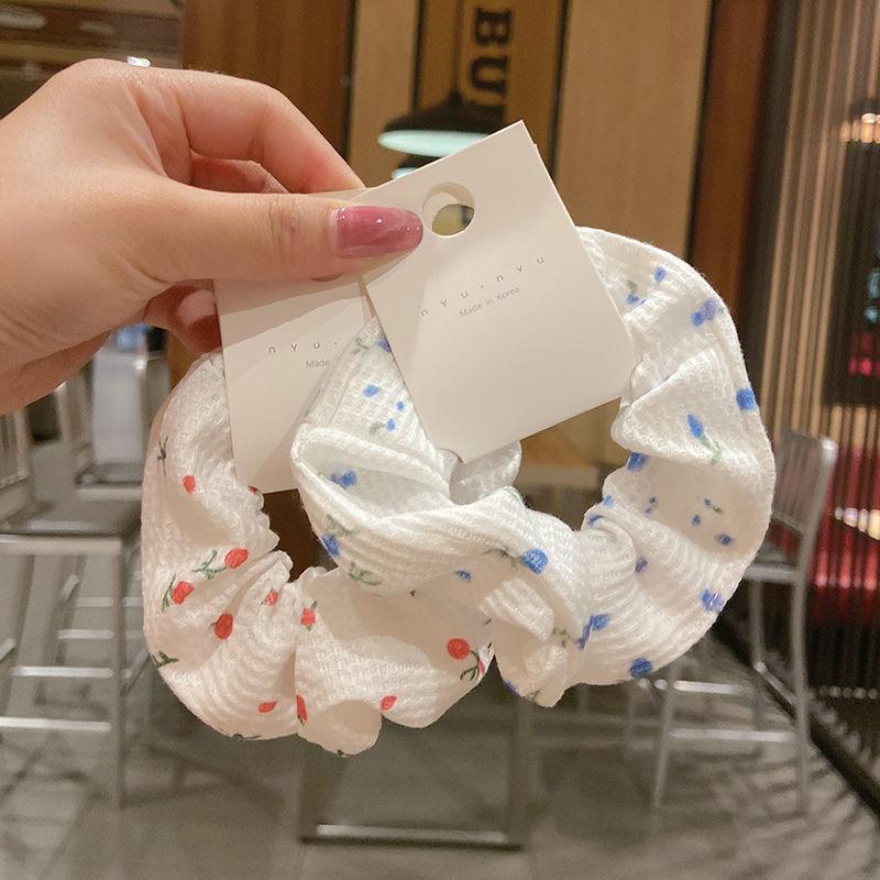 2PCS Cute and Sweet Printed Fabric Elastic Hair Rope Hair Hoop Hair Bundle Hair Accessories