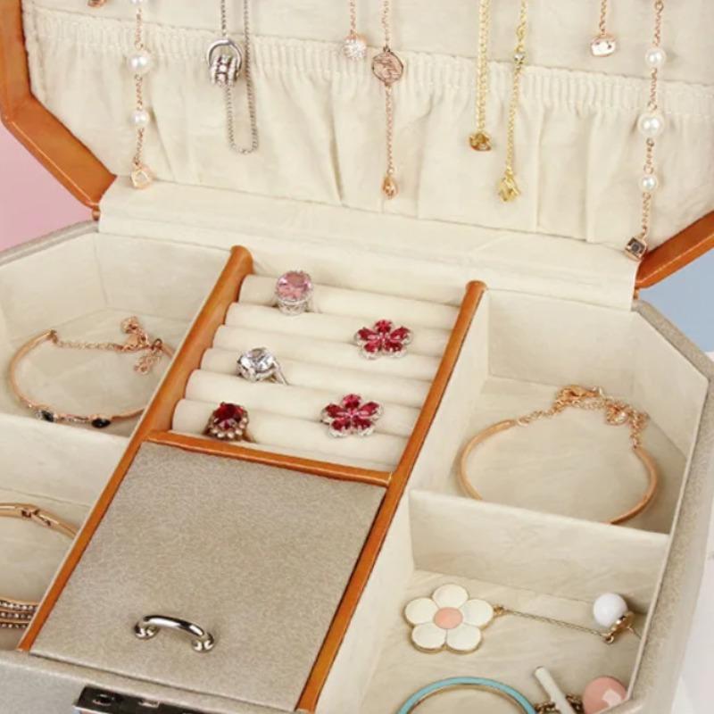 Large Jewelry Box Vintage Velvet Necklace Bracelet Ring Earrings Jewelry Boxes Luxury Dawer Organizer Stoage Women's Ornaments Accessories Tray Holder