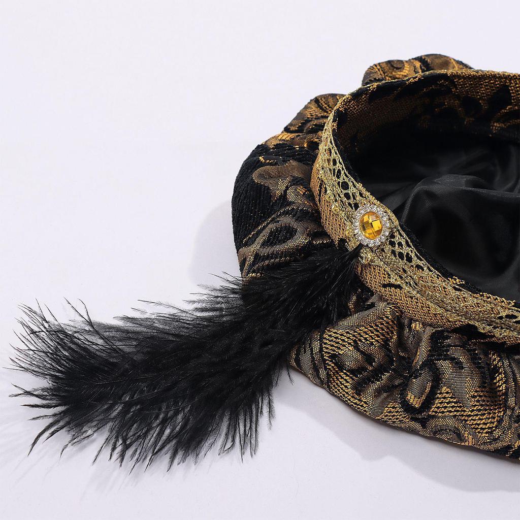 Men's Medieval Dodo Feather Muffin Top Hat - High-End Court Costume Headwear