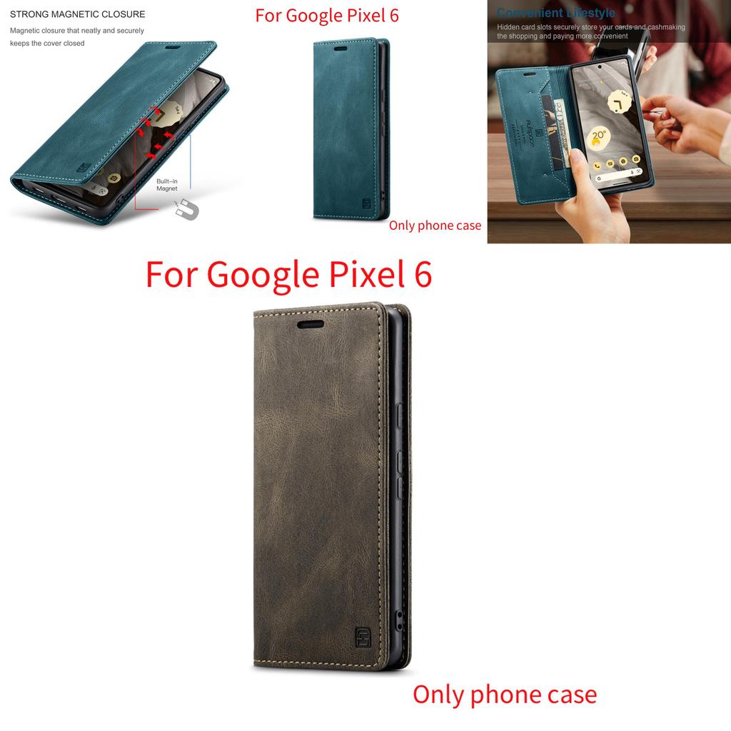 For Google Pixel 6 Leather Flip Phone Protective Case With Magnetic Closure For Drop Protection