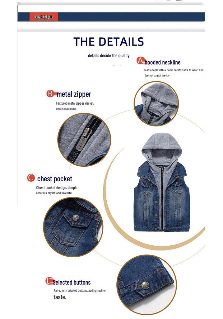 Kinder-Frühlings-/Herbst-Denimweste – Lässiger Stil für Jungen & Mädchen 2021