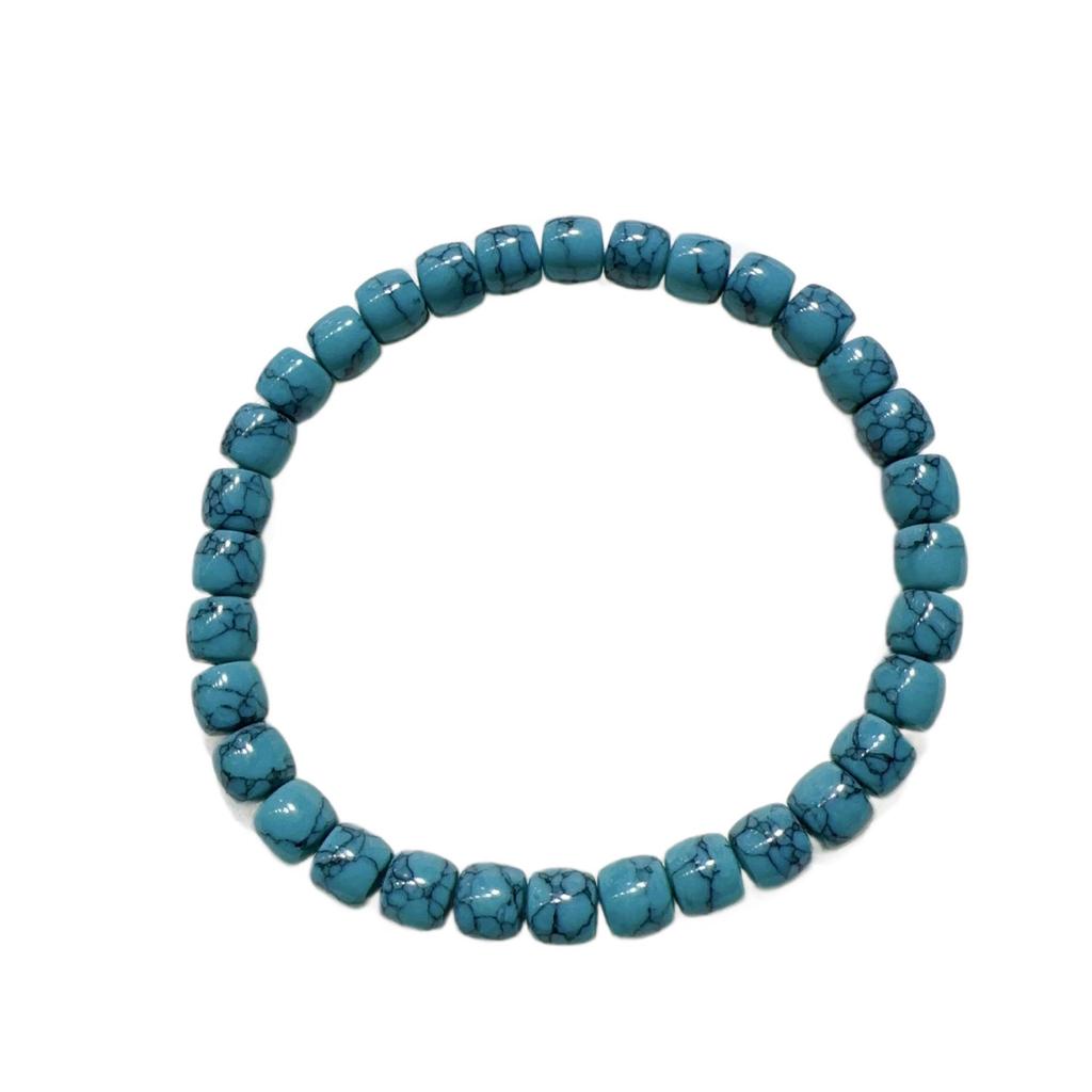 Turquoise Porcelain Blue Tibetan Net Pattern Spacer Beads for DIY Bracelets