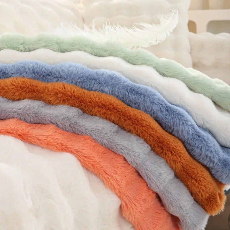 Thicken Imitation Rabbit Fur Plush Sofa Slipcover Non-slip Soft Sofa Towel Couch Cushion for Living Room Modern Home Decor Mat
