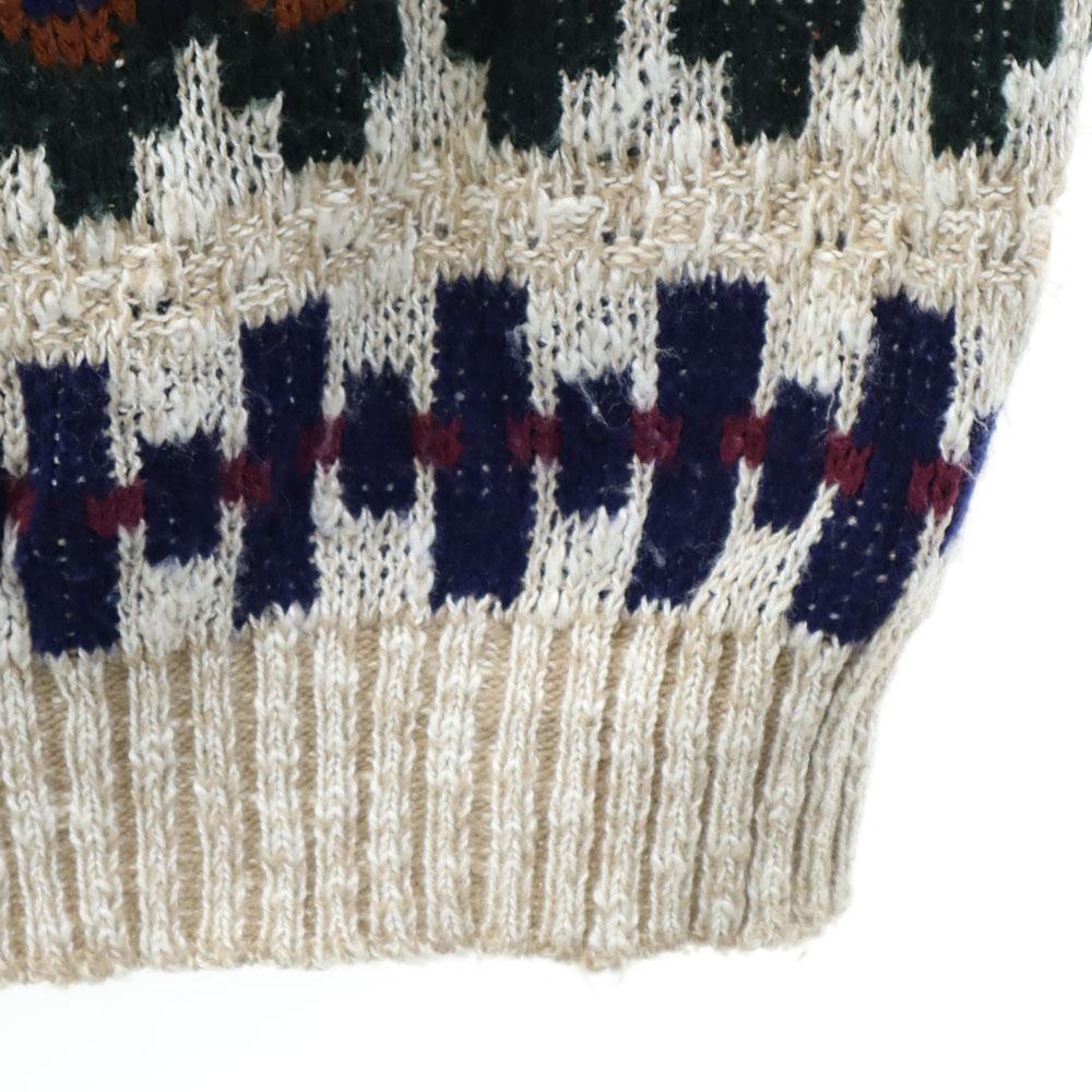 NEW ERA 80s Old USA made Border Pattern Long sleeve sweater L Men's Used