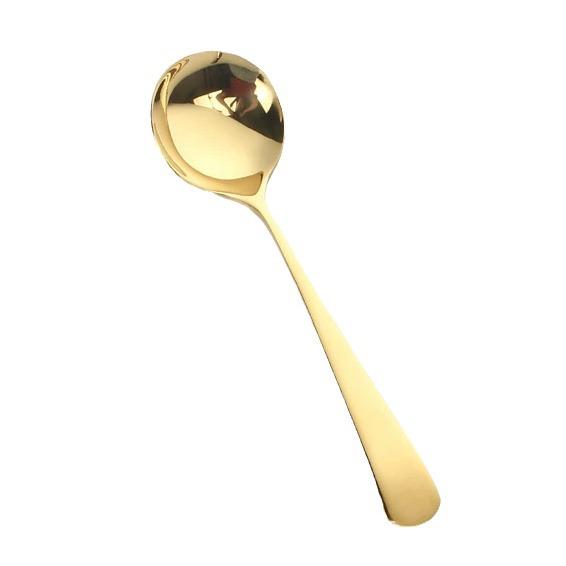 304 Stainless Steel Round Spoon - Coffee, Dessert, Children's Soup, Teaspoon, Household Tableware, Internet Celebrity Round Head Spoon.
