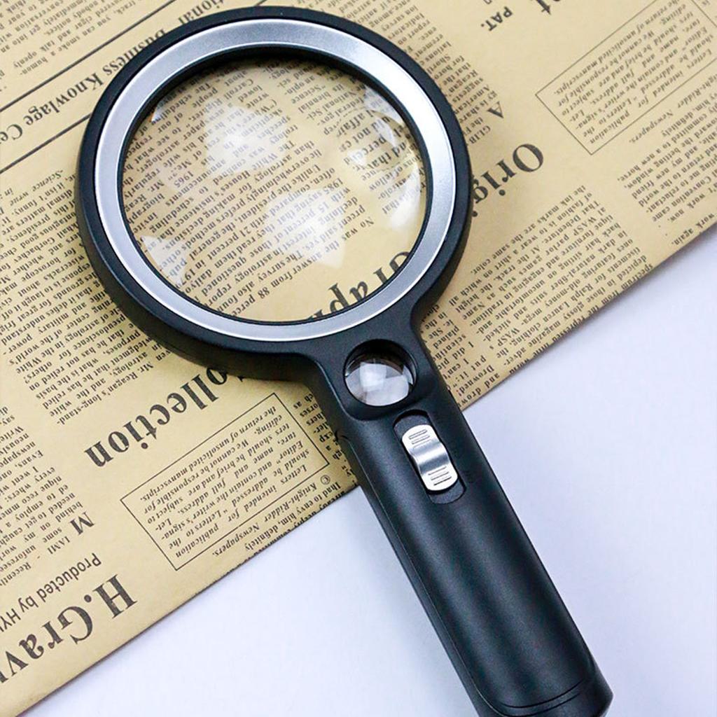 Magnifying Glass 5X 13X 20X Handheld Magnifier UV Light with 30pcs LED for Rding Inspection