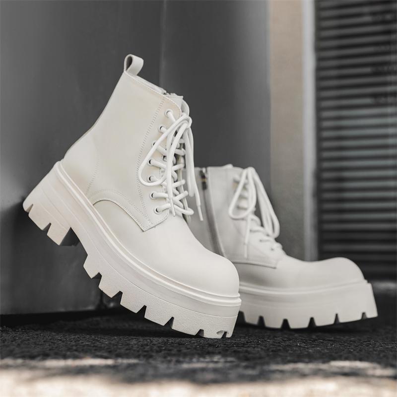 Fashion Fashion High Quality Casual Leather Outdoor Office Shoes Thick Bottom Designers Lace Up Ankle Boots Italian Mens High Top Boots