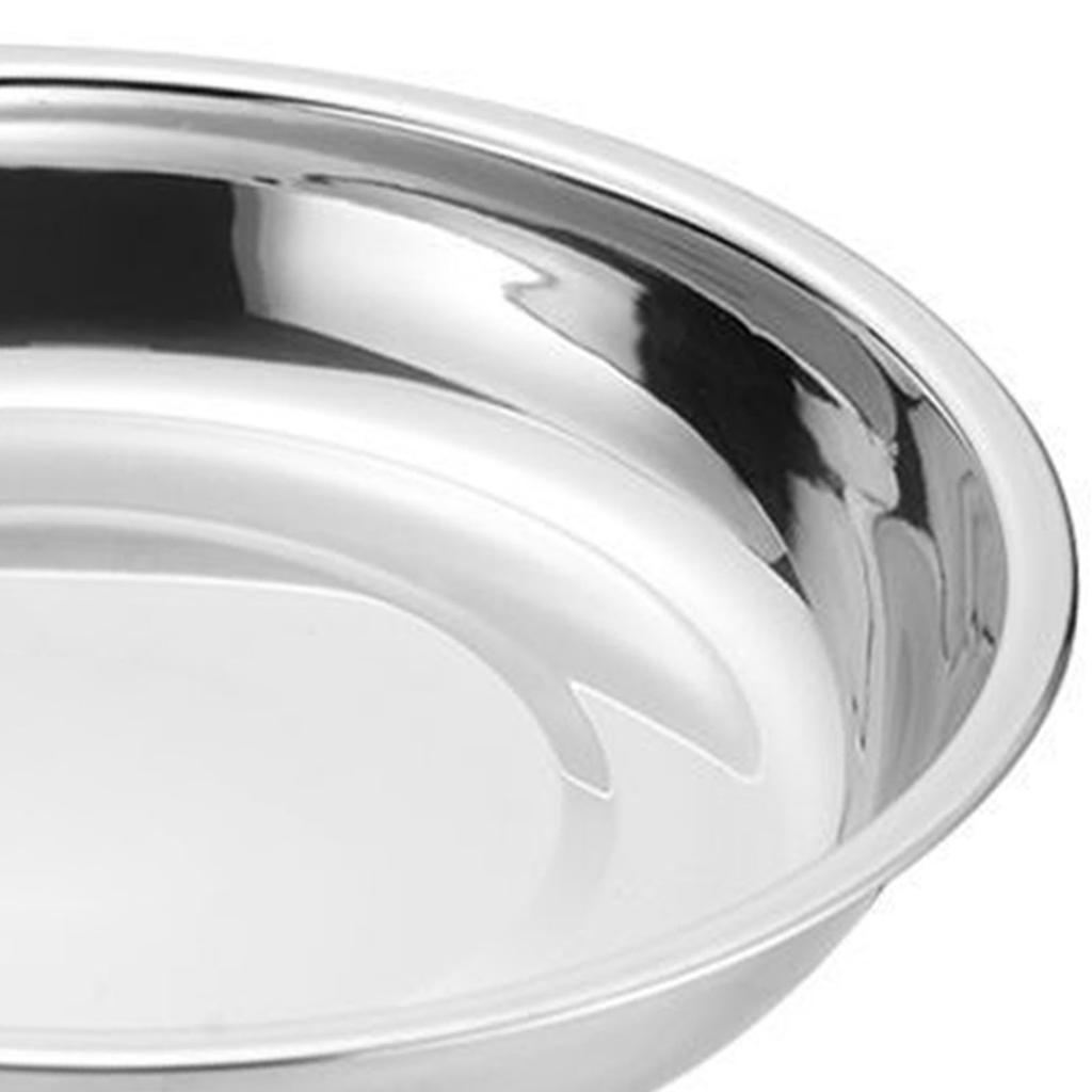 Metal Dinner Plates 304 Stainless Steel Round Camping Plates Thickened Soup Plate Tableware Tool S (16cm)