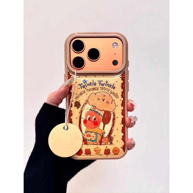Cake Baking Star People Suitable for Apple 16/17promax Mobile Phone Case IP15 Drum Bag Leather Pattern 14Pro Large Hole