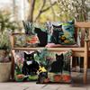 1/4pcs 45x45cm Cute Black Cat Fish Bowl Oil Painting Style Throw Pillow Covers Cushion cover