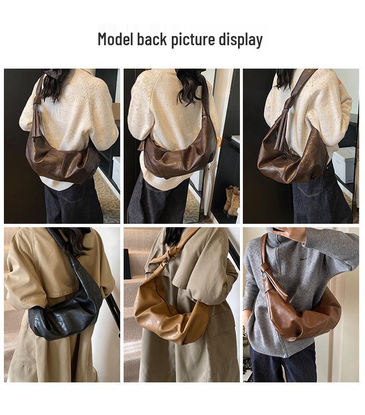 Lux Retro Soft Leather Pleated Dumpling Bag - Versatile Large Capacity Shoulder/Crossbody for Commuting