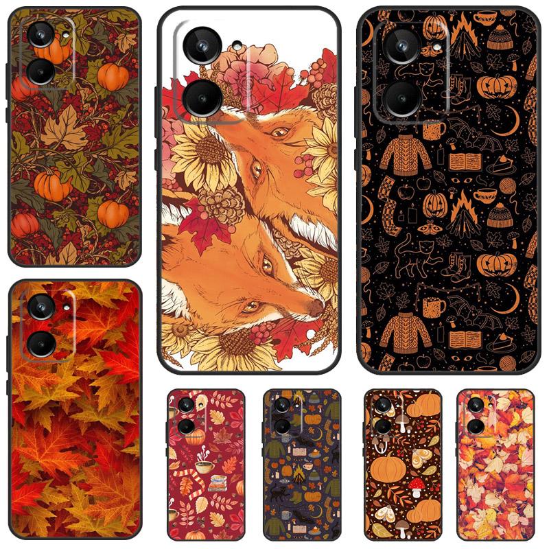 Autumn Leaves Fall Fox Pumpkin For Realme 12 Pro Plus 11 10 9 C55 C53 C51 C30 C31 C33 C35 C11 C25s C21Y GT Neo 5 GT3 Case
