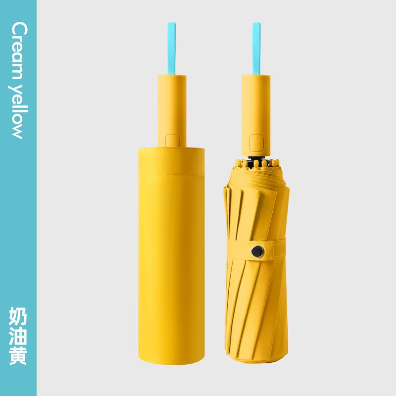 12-Bone New Automatic Umbrella Vinyl Sunscreen Weather and Rain Dual-purpose Three-fold Brushable Umbrella