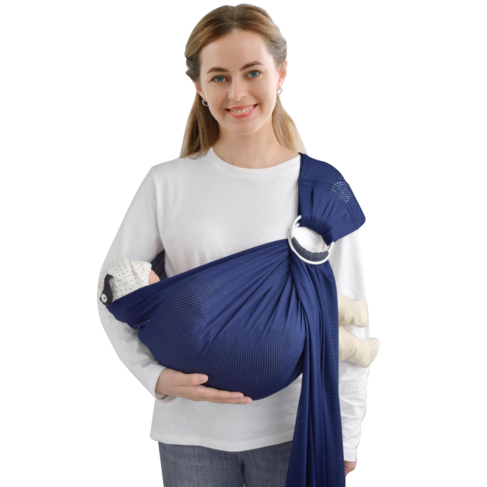 

Vrbabies Baby Baby Sling for Ultra Mesh Baby Forward Suitable for Sea Breathable Protects Against Extreme Heat on Summer Days Carrier, Newborns, синий
