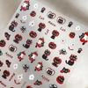 3D Graffiti Black Cartoon Cat Nail Stickers Red Apple Black Cat Animal Nail Decal Slider