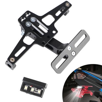 Supporto per targa per moto Kit di eliminazione parafanghi in alluminio CNC Supporto per lampada di direzione posteriore a LED Accessori universali per moto
