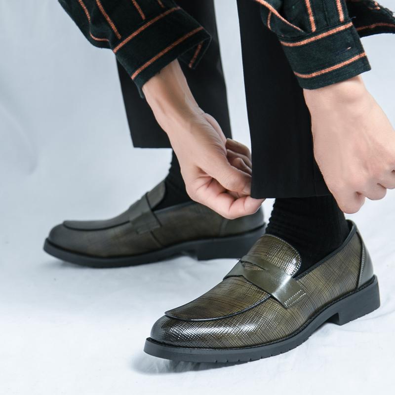 Non-Slip Leather Loafers All-match Business Shoes Vintage Men Casual Shoes New Brand Flats Outdoor for Men Lazy Footwear