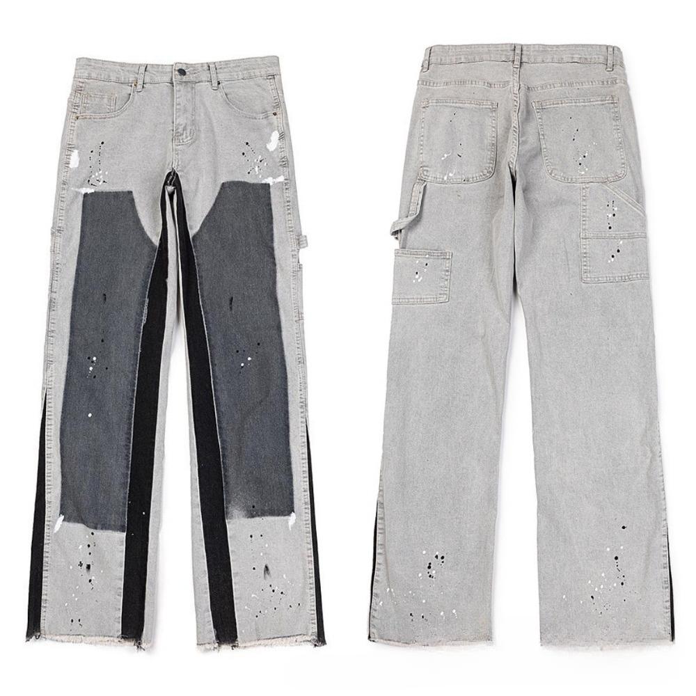 New Style Splatter Patchwork Cargo Pants American Style High Street Micro Flare Casual Trousers