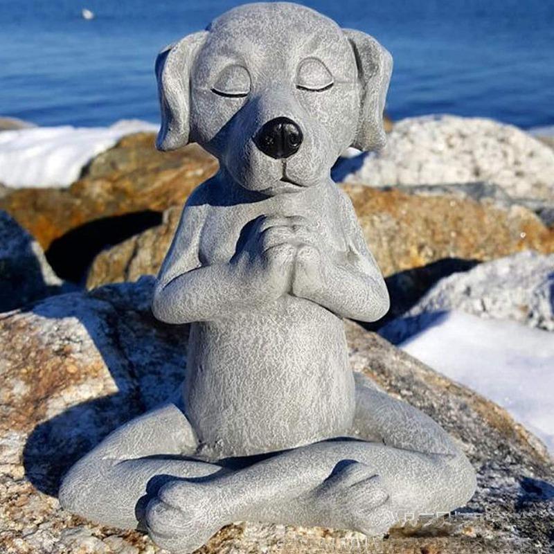 Pisică și Broască Meditație Grădină Ornamente Rășină Ornamente Animale Stil Budist Meditație Decor Curte