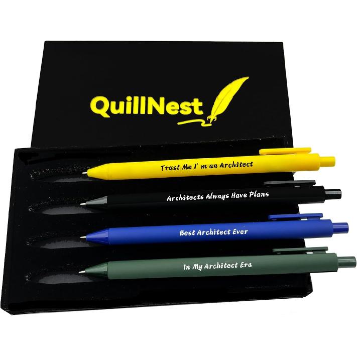 Architect Gifts for Men Ballpoint Pen Set of 4 Funny Architecture Essentials Architectural Engineering Gifts Architect Students Engineer Appreciation
