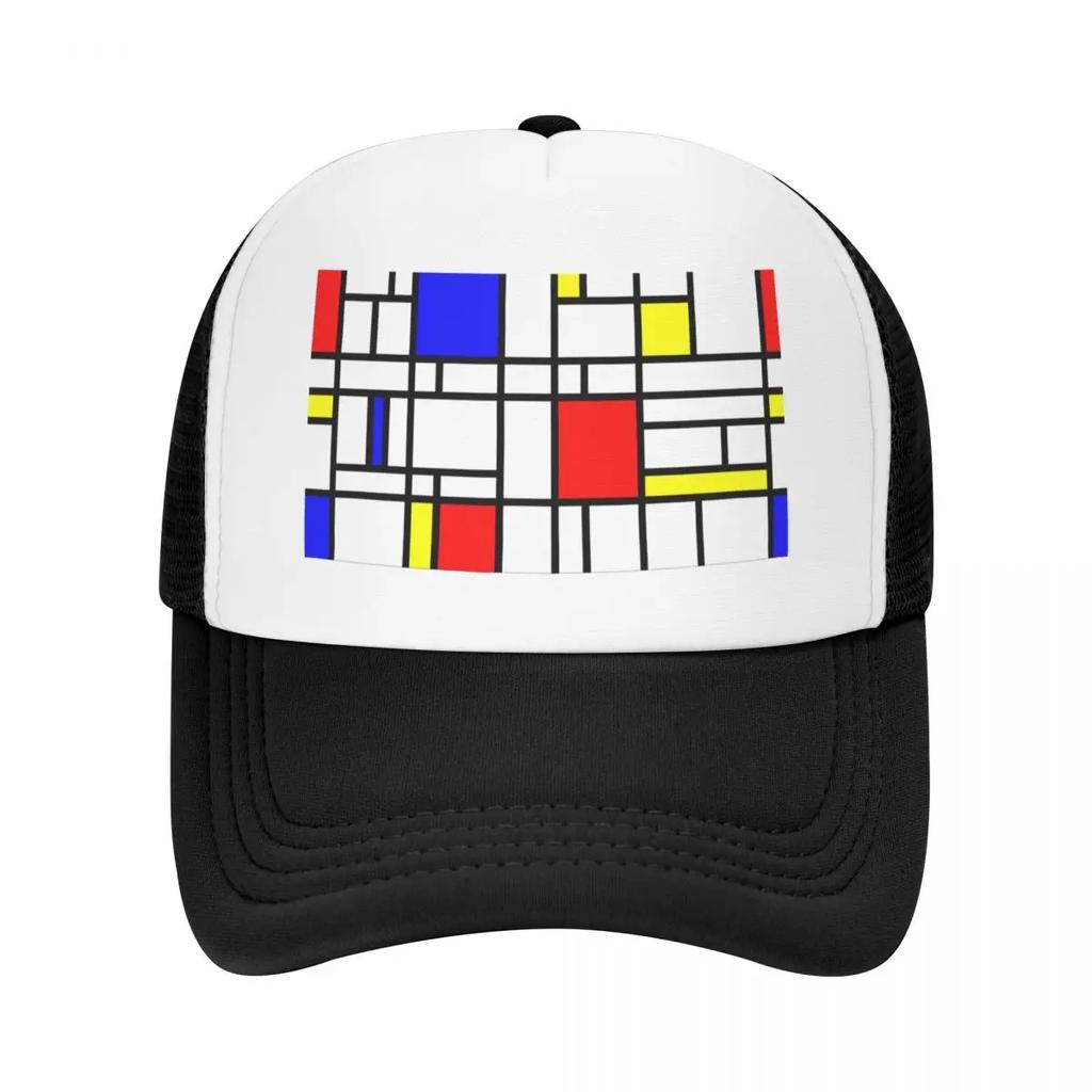 Modern Art Red Yellow Blue Grid Pattern Baseball Cap Sports Cap hard hat Luxury man cap Men Womens