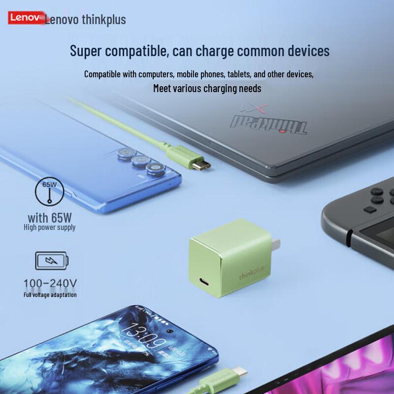 Lenovo thinkplus GaN 65W USB-C Nano Mini PD Fast Charger