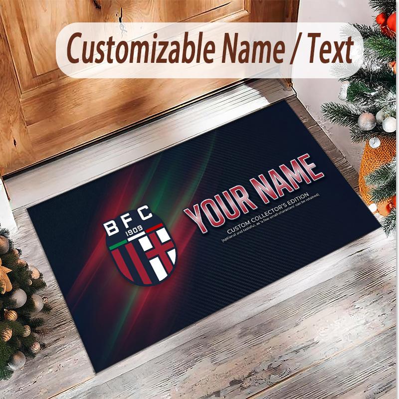 Personalized Crystal Velvet Carpet Bologna FC Pattern Non Slip Floor Rug