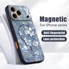 Magnetic For Magsafe Case For iPhone 17 Pro Max Blue and White Flowers Pattern Skin Feeling Cover For iPhone 16 15 14 13 Pro Max