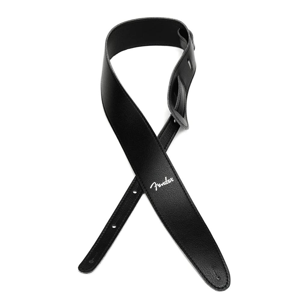 Fender leather Vegan Leather USA-made strap, Strap, Black, 2.5"