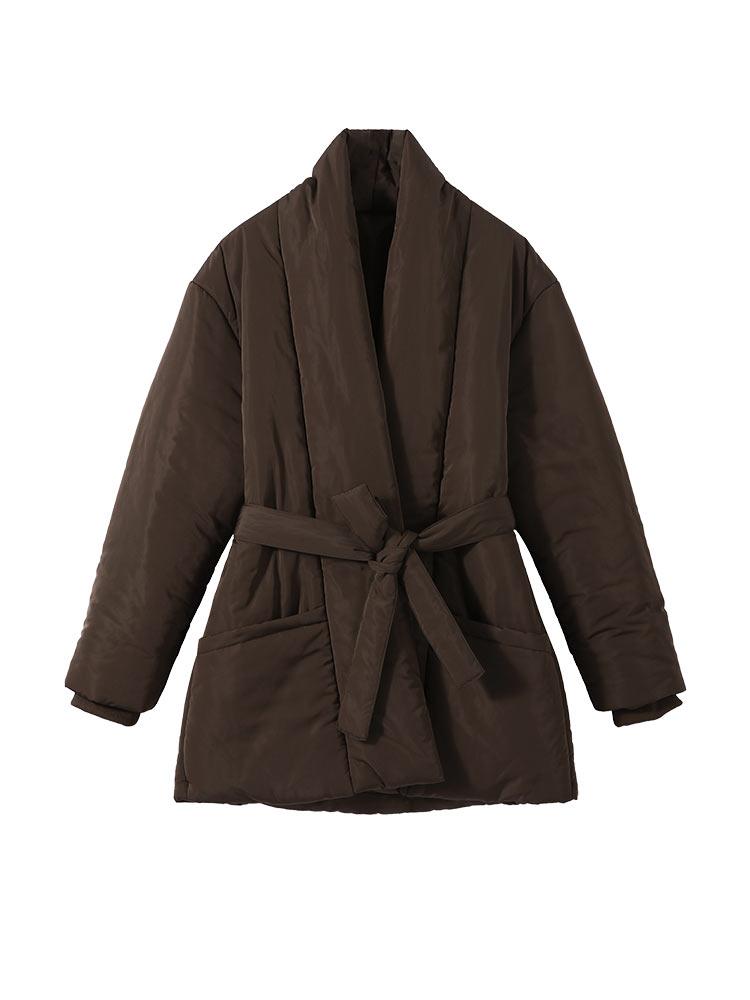 Women's Solid Color V-neck Waist Down Jacket Women's Fashionable Warm Jacket 2026 New Model