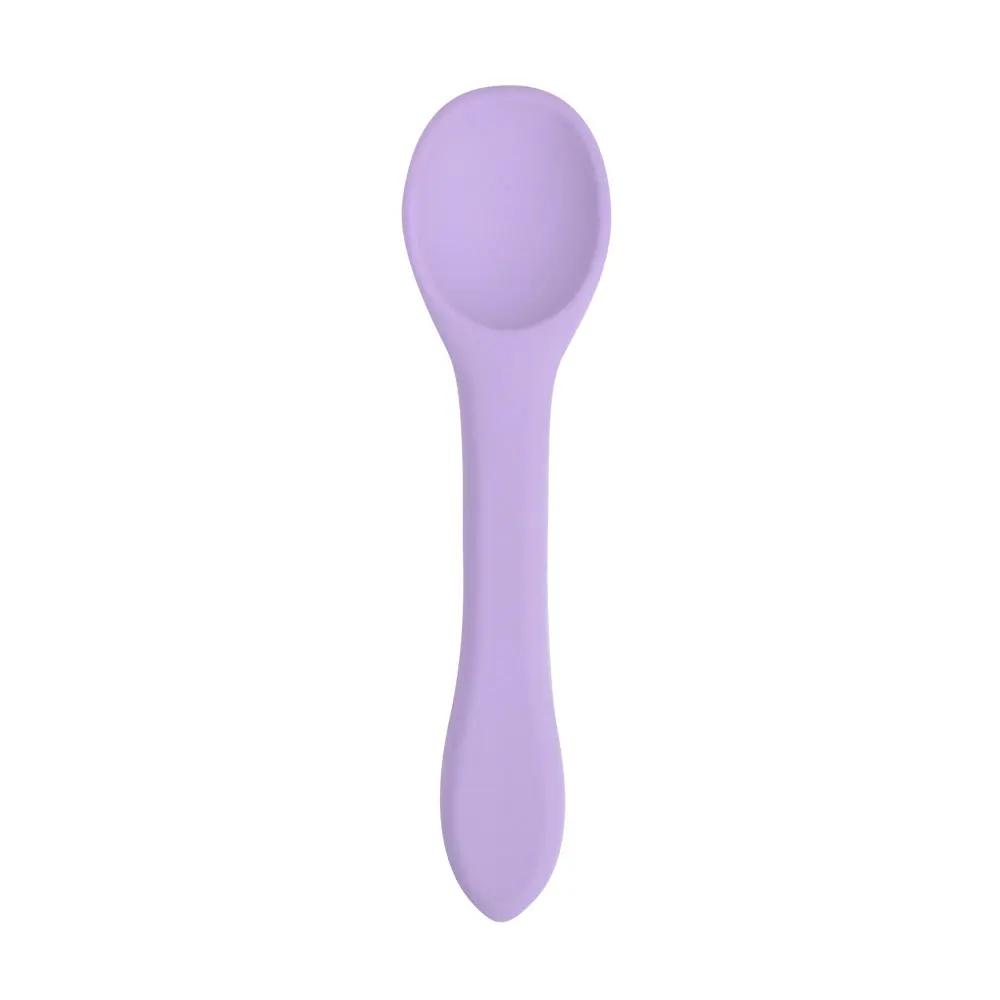 1PCS Full Silicone Spoon For  Utensils Food Grade Silicone Free Dishes Feeding Set Easy To Rinse  Tableware